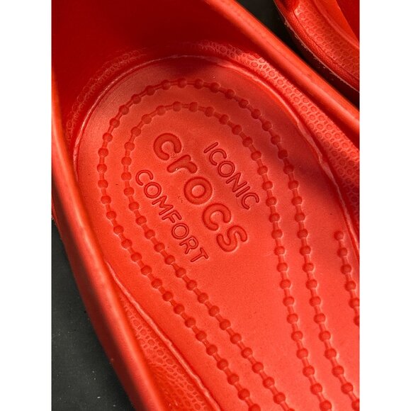 Womens Crocs Red Slingback Flats Size 8 Iconic Comfort Lightweight Casual Shoes - Picture 4 of 7